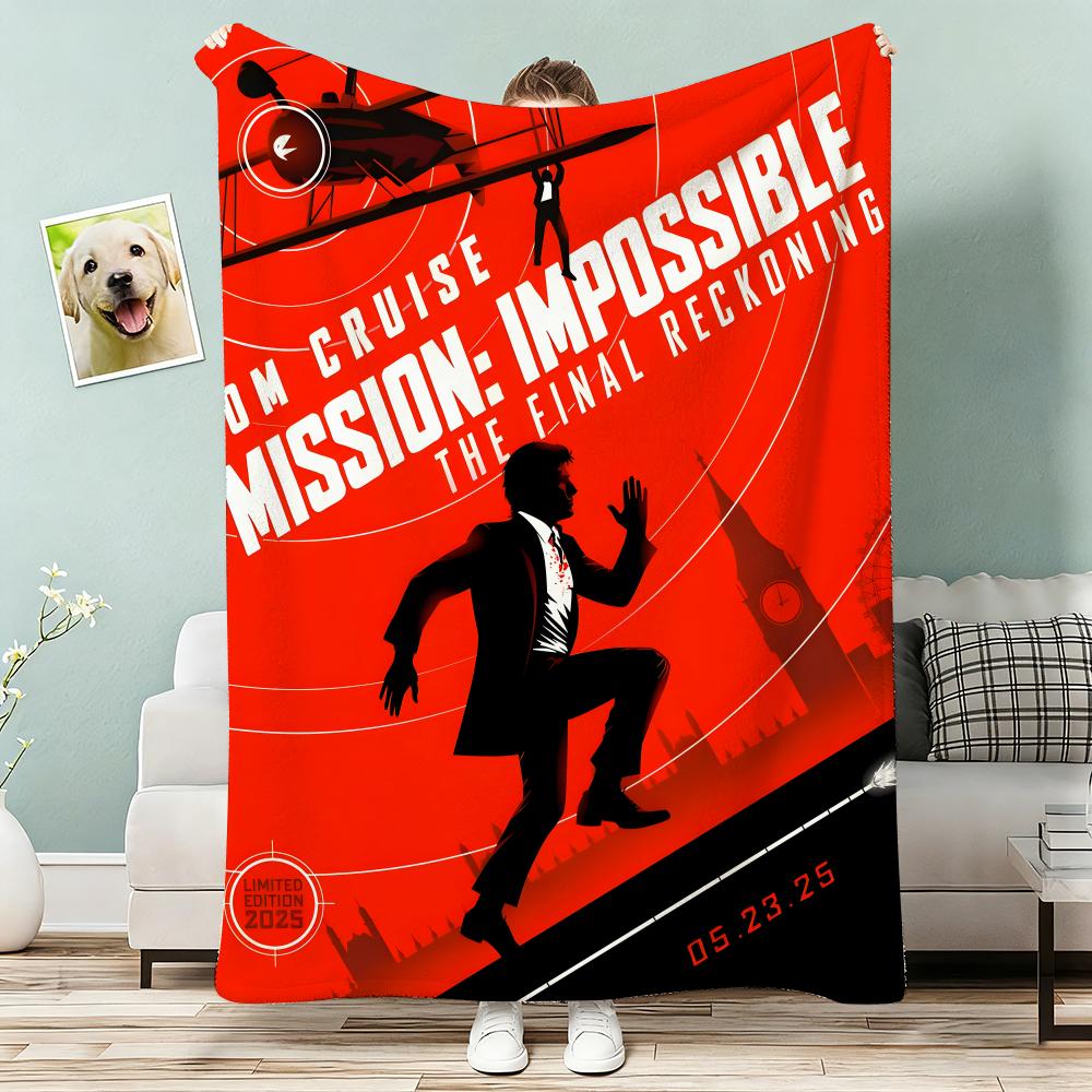 Mission Impossible The Final Reckoning Throw Lightweight 240g Flannel Blanket Soft Skin-friendly for Summer Cooling 75x90cm