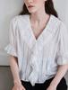 THEELO Lovely Lace Pintuck Blouse (Ivory)