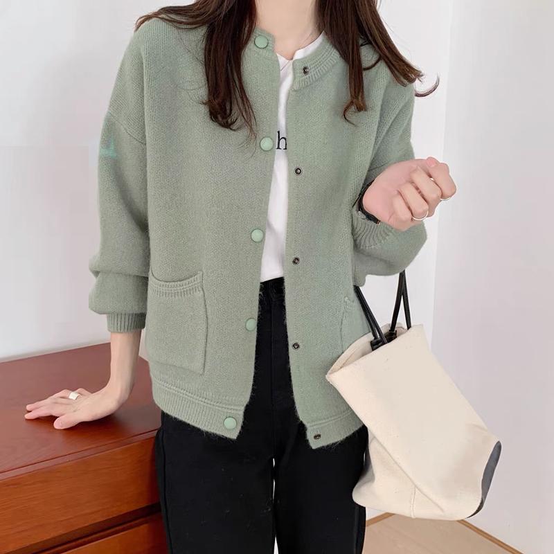 Elegant Women Knitted Cardigan Coat Loose Clothes Autumn And Winter Fashion Long Sleeve Cardigans Women Solid Loose Female Sweater Jacket 29166