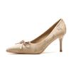 Modenschau Gasdruckschuhe Damen Schleife Pfennigabsatz Spitz zulaufend Temperament Neue Einzelne Schuhe Damen