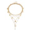 Vintage geometric disc flower pendant bead chain necklace light luxury sexy babe necklace