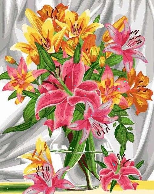 5D Diamond Painting Flowers Fruit Full Round Drill Cross Stitch Kit Diamond Embroidery Mosaic Picture Home Decoration