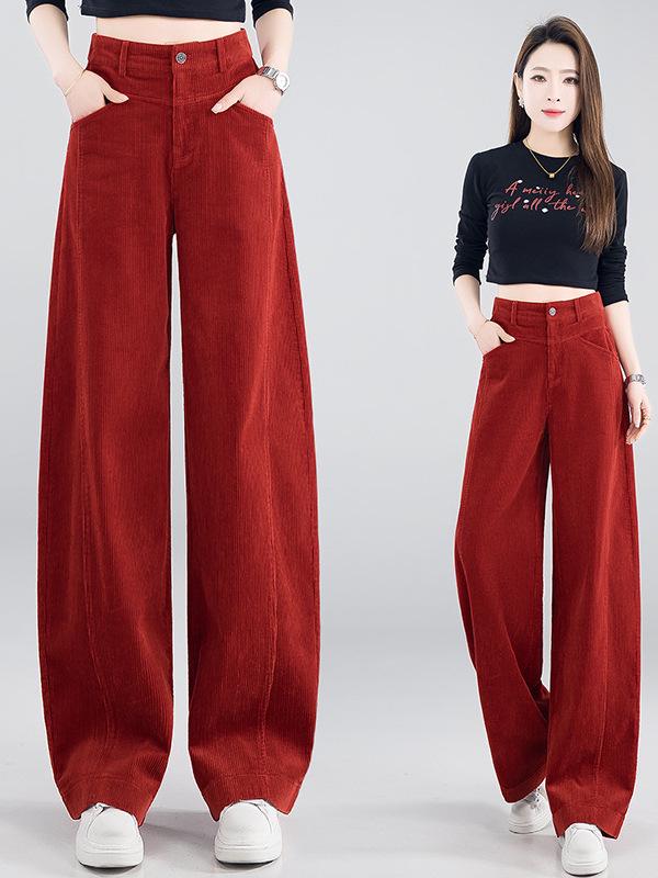 Pantaloni da Donna a Vita Alta Sottolineanti in Velluto a Coste - Moda Primavera Inizio 2026
