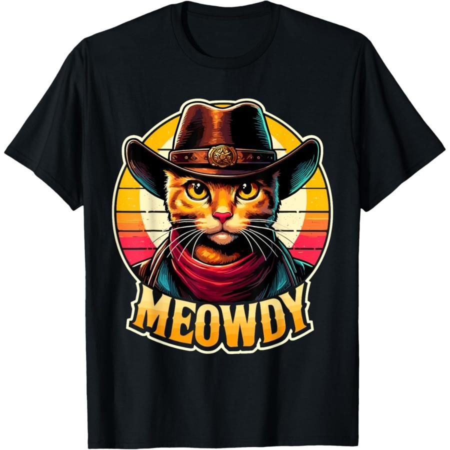 Meowdy Cat Cowboy Funny Western Cat T-Shirt(3) S