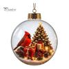 Luminous Holiday Hanging Decorations Glowing Christmas Story Ornament, Light-Up Ball Decor with Warm LED Light, Miniature Scene Ornaments Mini