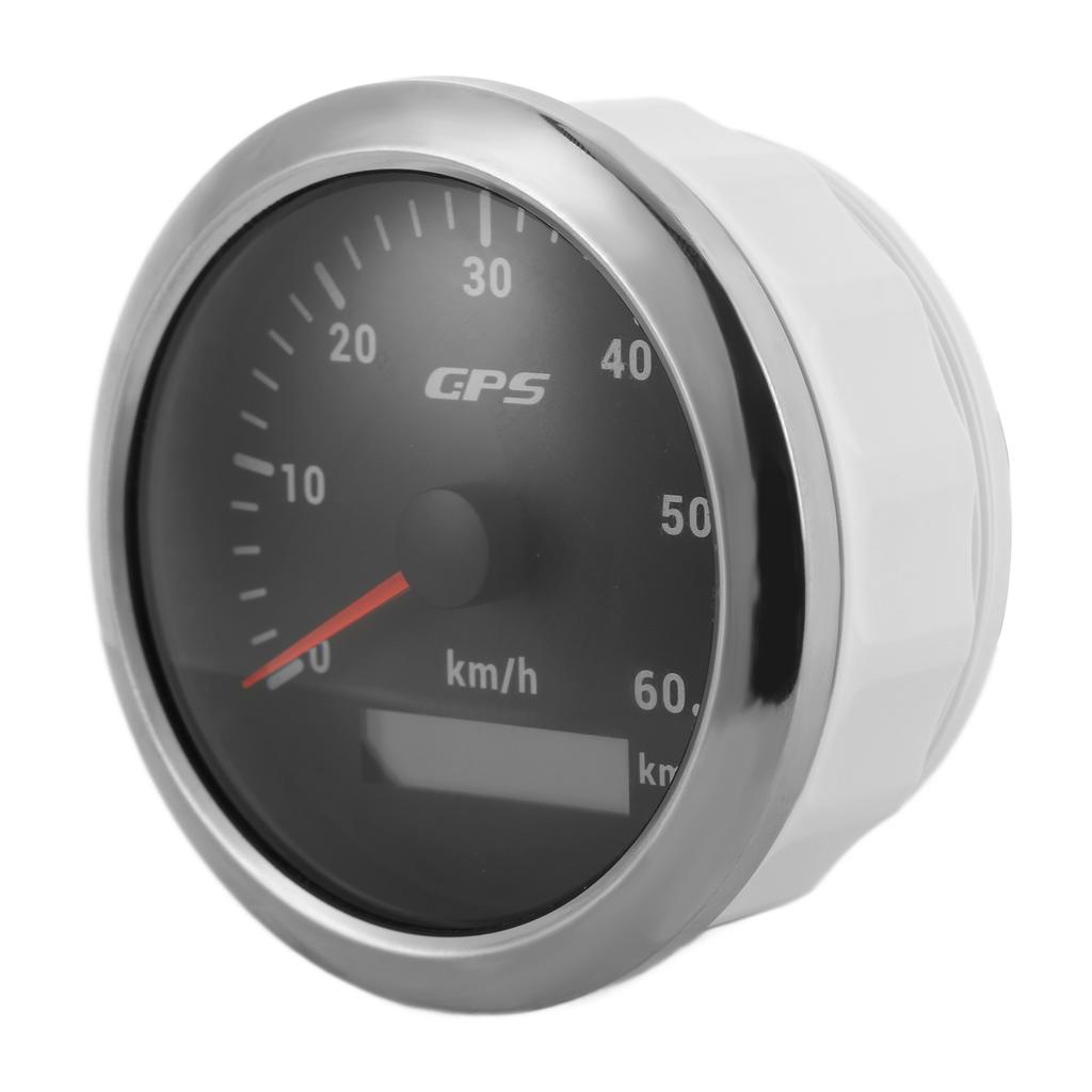 Cruscotto Tachimetro GPS 85mm 0‑60KM H Display LCD Odometro con Retroilluminazione Regolabile per Auto Barche 9‑32V CC Nero