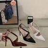 Fashion Patent Leather Pointed Toe Shoes Women Pumps Sexy Buckle Strap 11cm High Heels Elegant Spring Office Footwear Tacones
