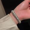 1 Antique-Style Four-Leaf Flower Pattern Women's Bracelet with Brushed Vintage Luxury Zircon Design