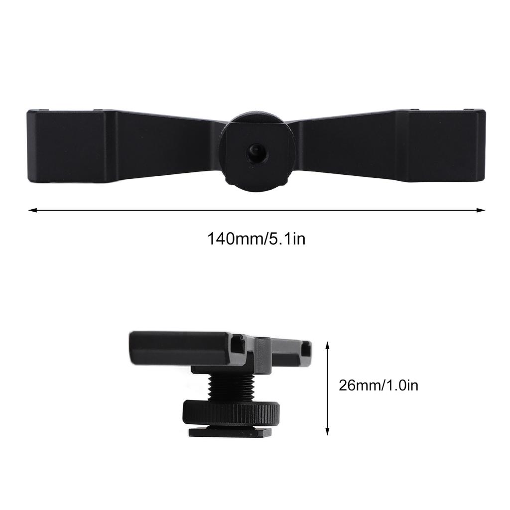 YELANGU Dual Cold Shoe Extension Bar Camera Mount Bracket for Fill Light Microphone Camera
