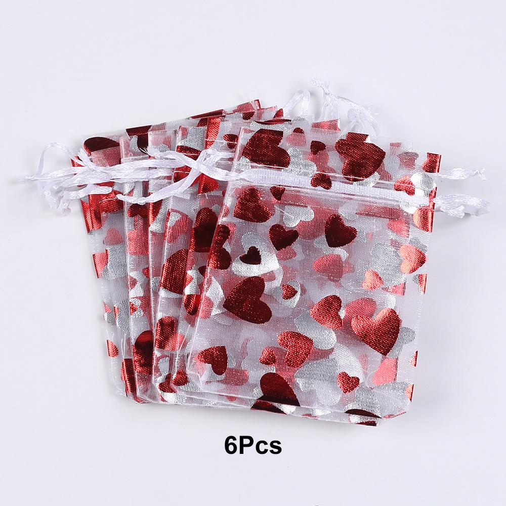 Xiaomi 6/30/60/120Pcs Valentine's Day Red Heart Organza Bags Gift Bags Pouches Jewelry Candy Packaging Drawstring Bags for Wedding