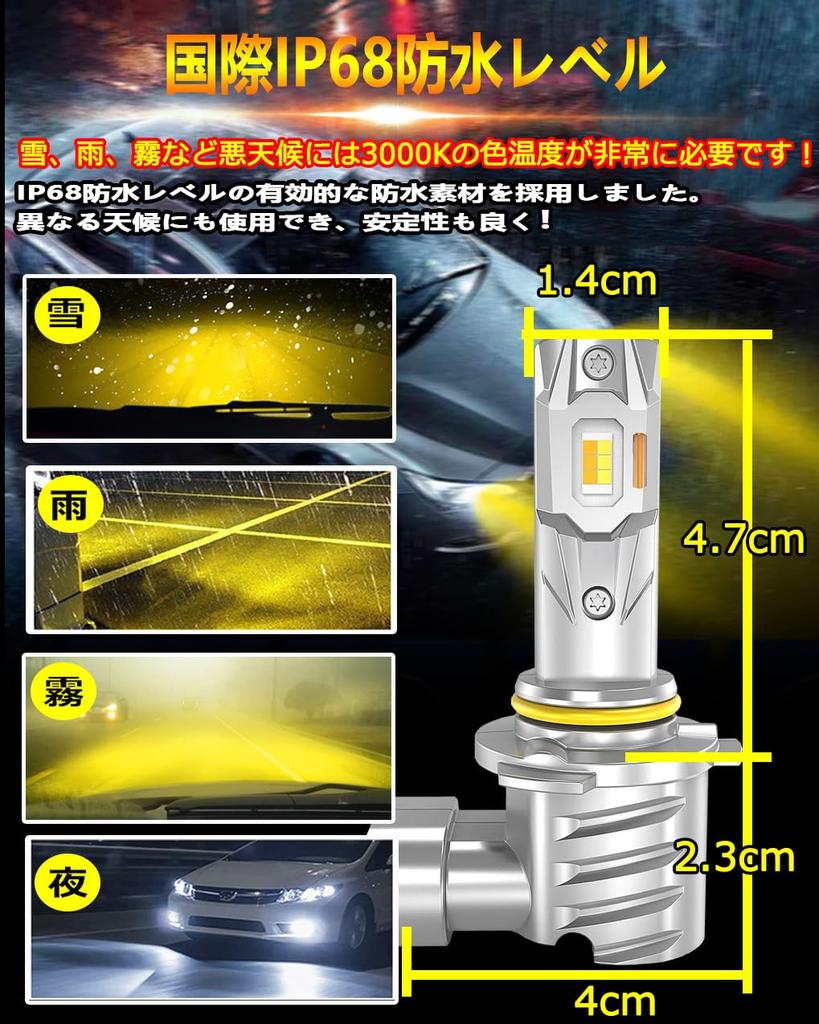 WENLE HB4 LED Fog Lamp, 2 Color Switching, White/Yellow, For DC Cars, Bright,