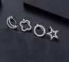 Reversed Bar Star Moon Four-leaf Clover Navel Piercing Nombril for Women Girl Crystal Belly Button Ring Inverted Barbell Jewelry
