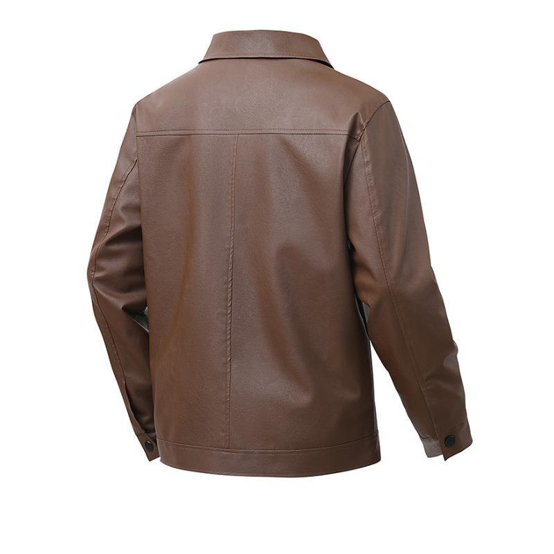 Nouvelle Veste en Cuir pour Homme en Automne Haut Décontracté à Revers Slim pour Homme Veste Décontractée Coupe-Vent