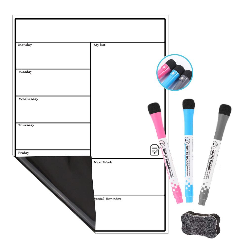 A3 Magnetic Erasable Monthly & Weekly Planner Whiteboard Set for Refrigerator
