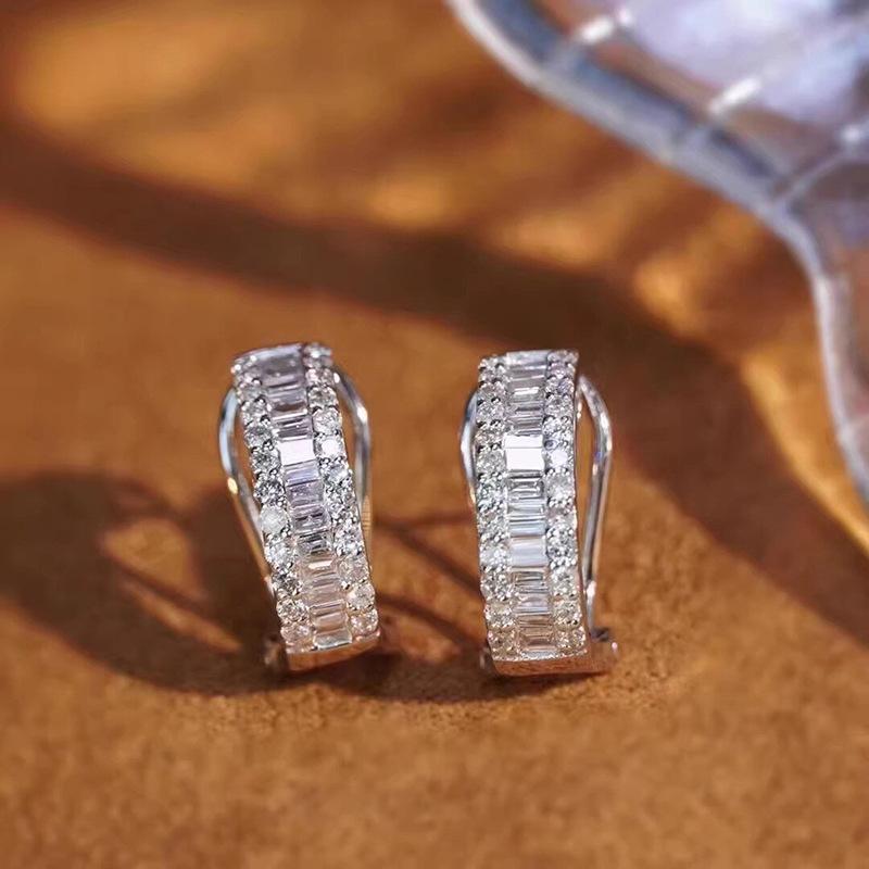 Elegant Stacked Zircon Hoop Earrings Dainty Daily Wear Earrings