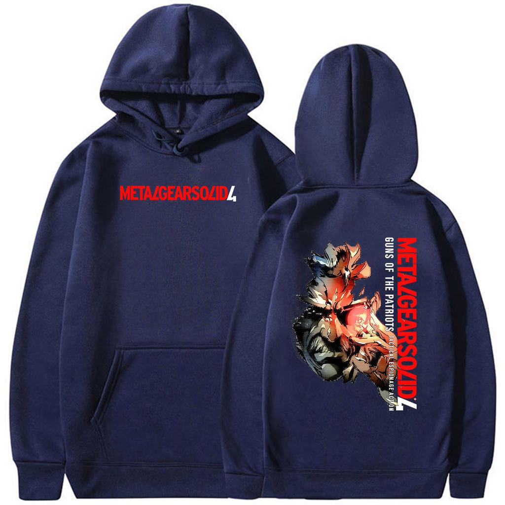 Game Metal Gear Solid 4 Print Hoodie Unisex Vintage Fashion Pullover Sweatshirt Casual Fleece Long Sleeve Hoodies Streetwear