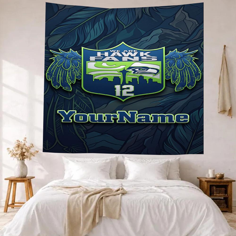 Seattle Seahawks Custom Your Name Wall Decor Tapestry Art For Pet Memorial Birthdaywedding Party Backdrop Family Gift