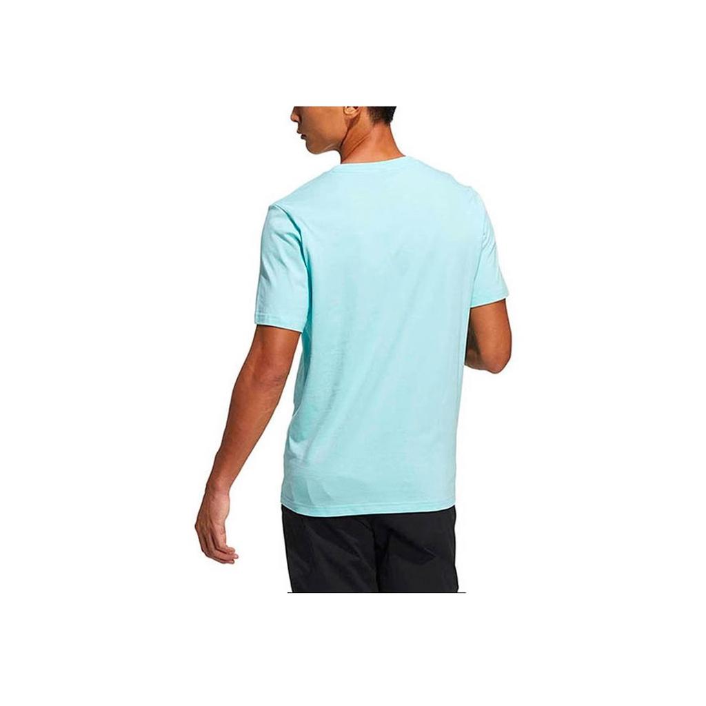 Adidas Alphabet Logo Print Round Neck Casual Short Sleeve T-Shirt Men Tops Blue HE9948