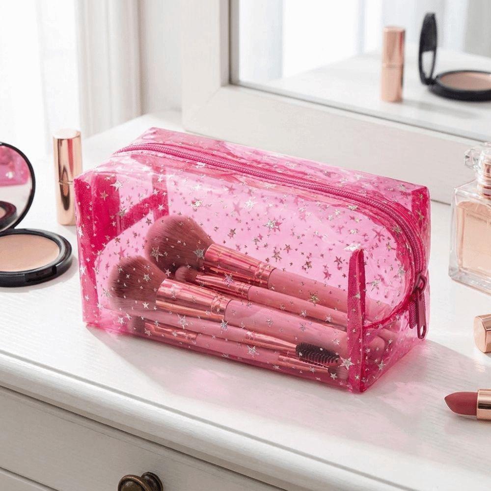 PVC Waterproof Transparent Makeup Bag Stars pattern Travel Beauty Organizer Daily Use