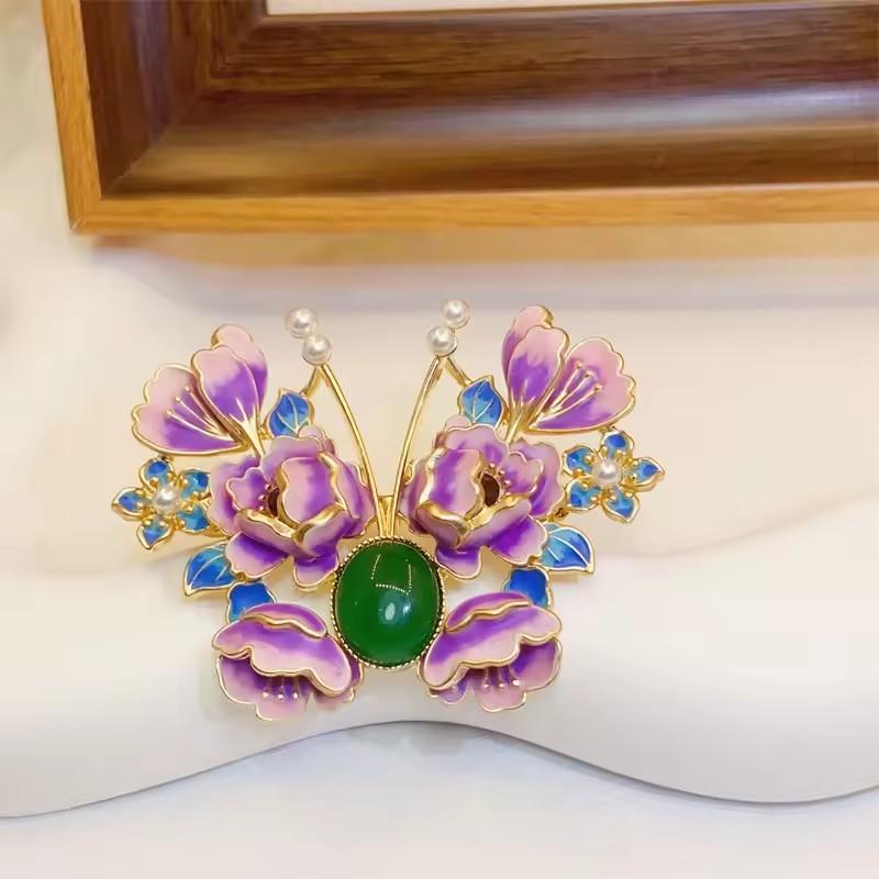 SKEDS Französische Schwere Handwerkskunst Schmetterlingsbrosche Damen Luxus Strass-Insekten-Anstecker Persönlichkeit Eleganter Schmuck Klassischer Schmuck