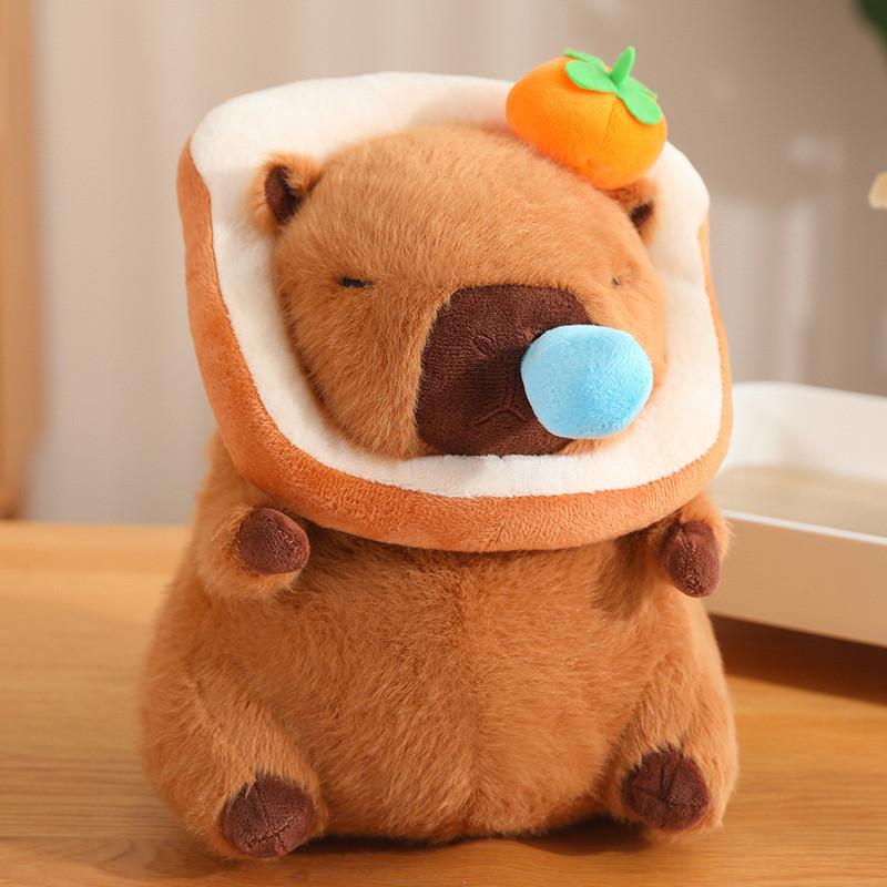 Capybara Plush Huggable Toy With Unique Food Designs And Soft Short Plush Fabric