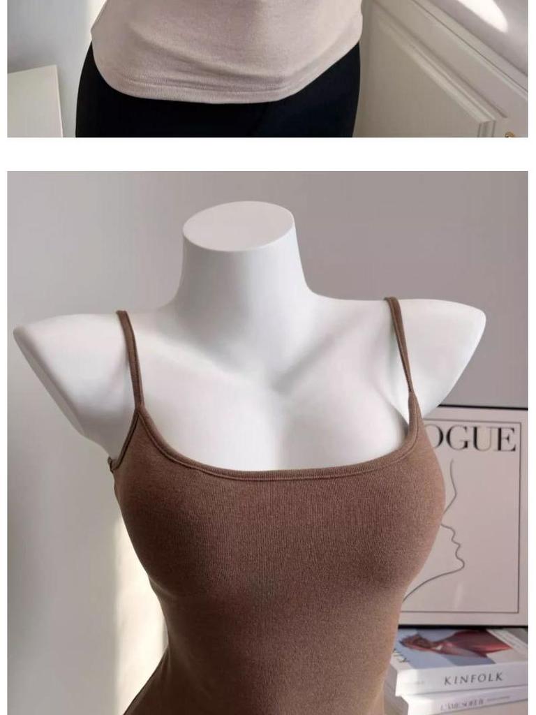 Chest-Enhancing Brushed Cotton Camisole with Inner Padding and Flared Design for Women