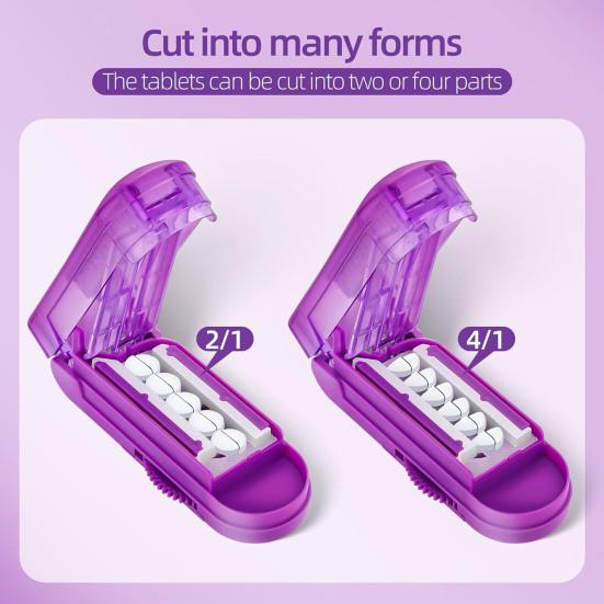 Pill Cutter Medicine Splitter with Sharp Blade Adjustable Design Compact Portable