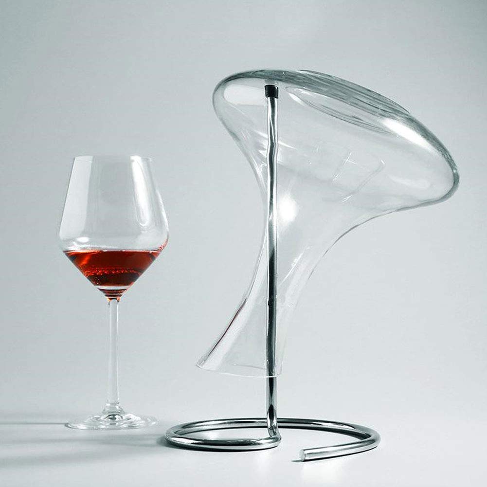 

Stainless steel decanter stand for drying wine decanters with rubber caps to prevent scratches