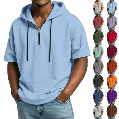 Sudadera Casual para Hombre con Capucha y Cremallera en el Cuello Manga Corta
