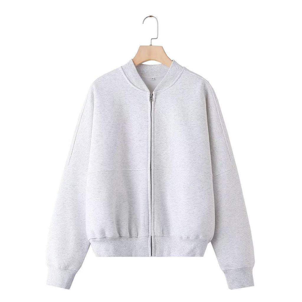 European & American Women's Style Zipper Pilot Jacket Hoodie Set