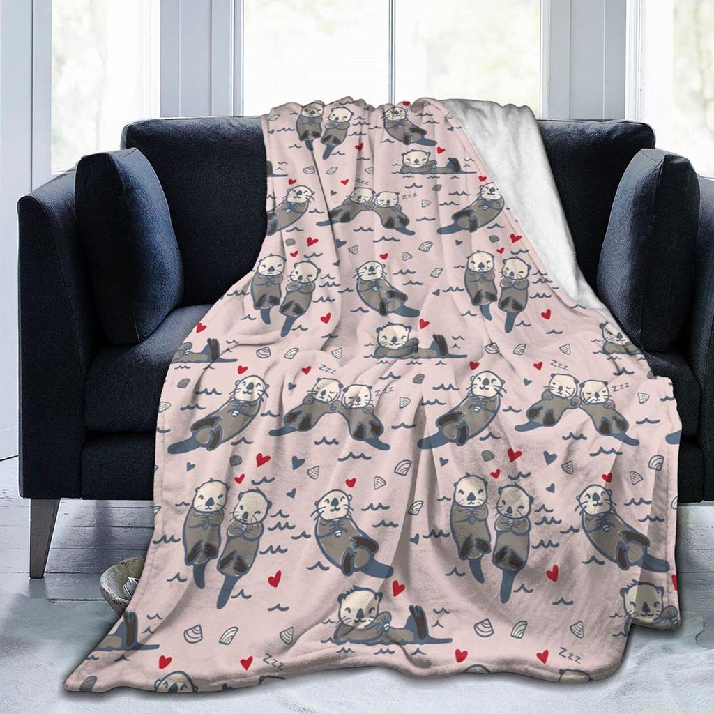Cartoon Sea Lazy Flannel Blanket Sofa Bedroom Cute Decorative Blanket Portable Lunch Break Blanket
