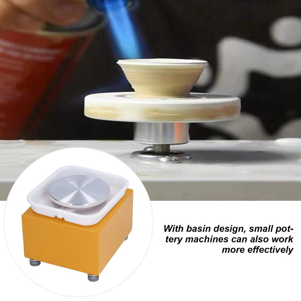 Mini Electric Pottery Wheel 10 Cm (Variable Speed, Dual Rotation, Removable Splash Tray)