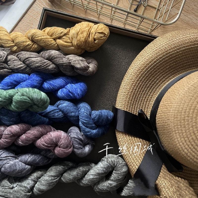 Vreovor Tie Dye Scarf Retro Autumn And Winter New Style Pleated Coffee Thin Long Strip Shawl Men And Women Warm Silk