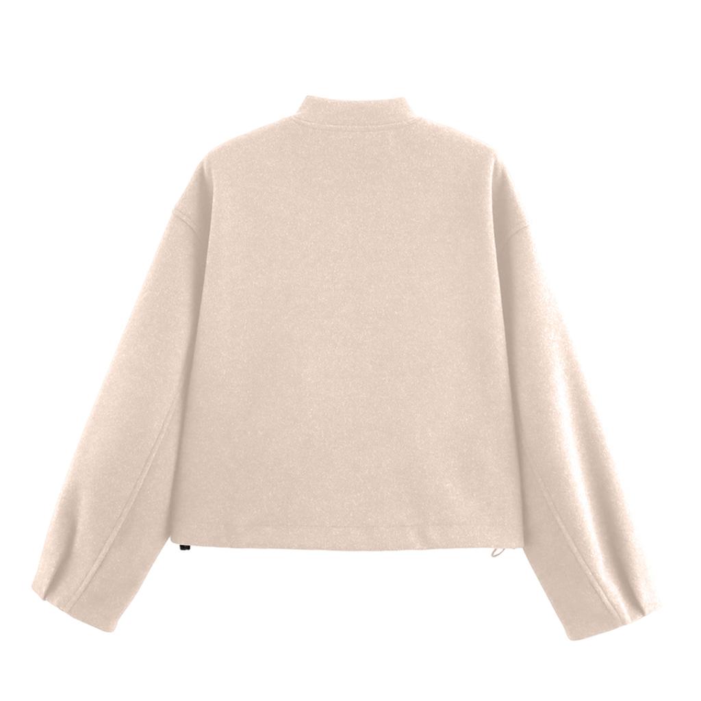 Damen Wildlederimitat Jacke mit Knöpfen Übergroßer geraffter Saum Kurzmantel Lässige Vintage Oberbekleidung mit Taschen