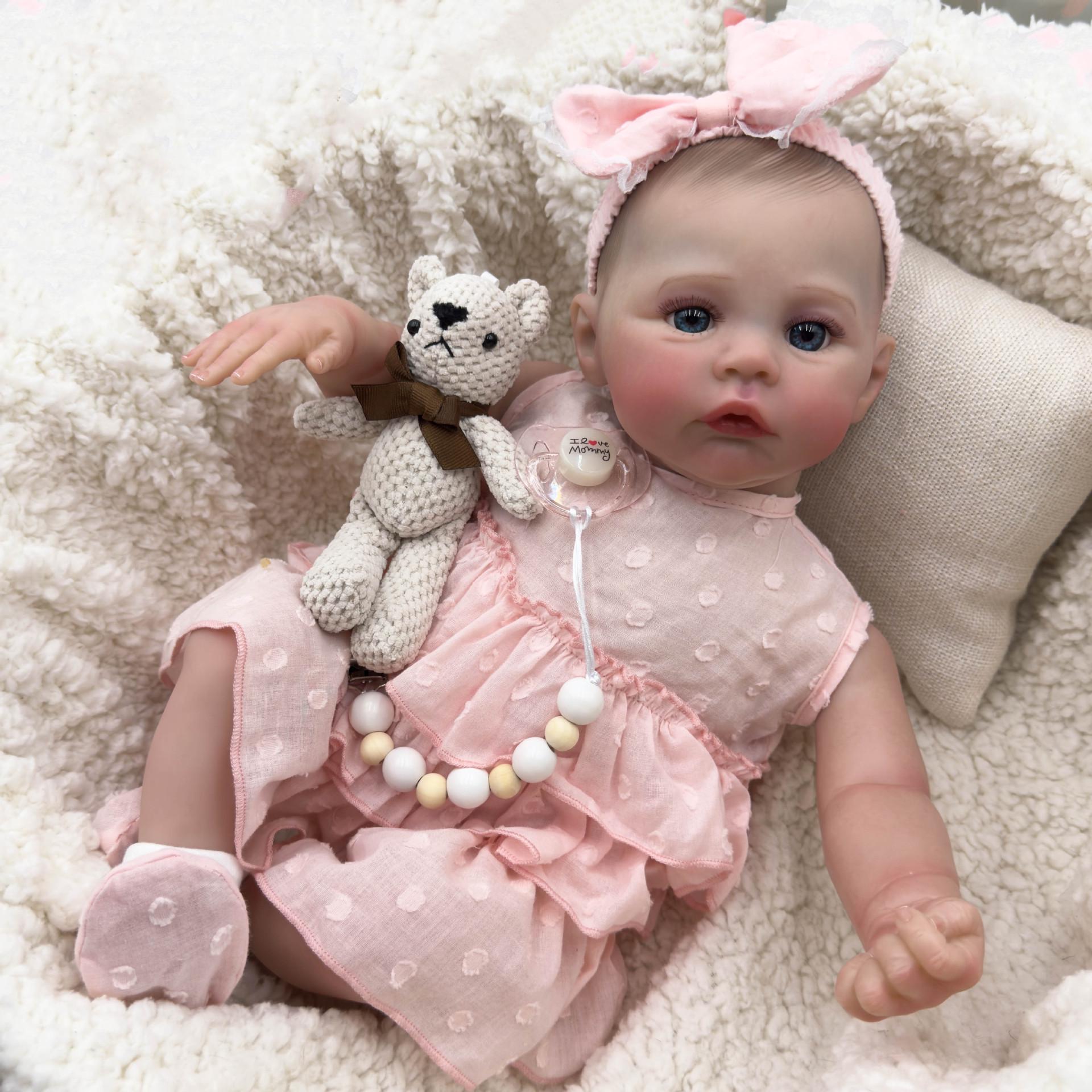 NPK 49cm Realistic Meadow Doll with 3D Skin 49cm Silicone Body Girl Doll