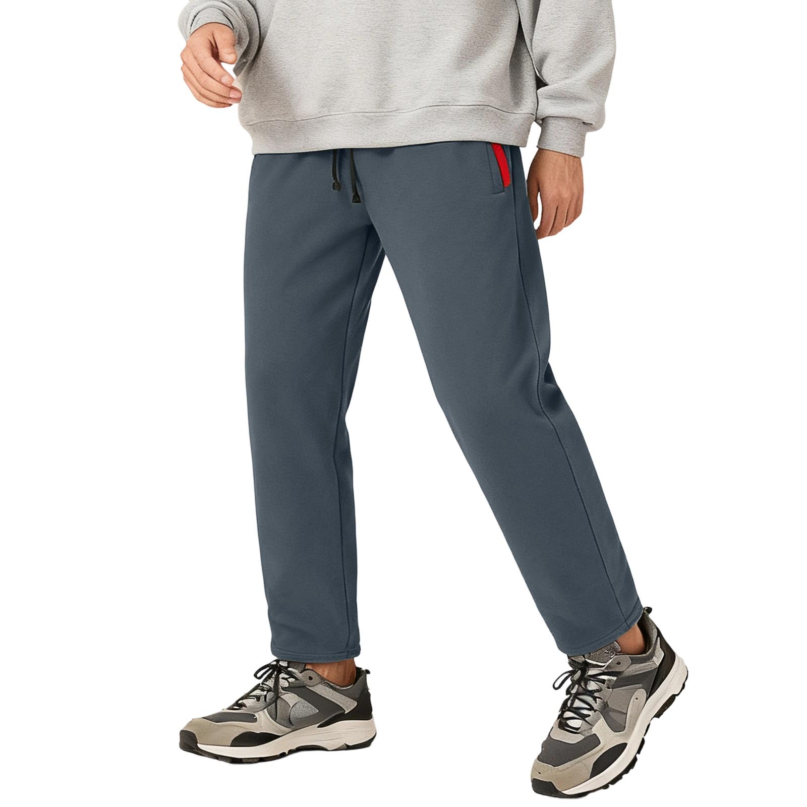 

Men Fleece Pants Loose Casual Tapered Legs Sweatpants Fall Winter Warm Pants Outdoor Sport Trousers M