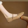 Fashion French Summer 2025 New Vintage Cutout Woven Round Toe Flat Single Shoes Low Heel