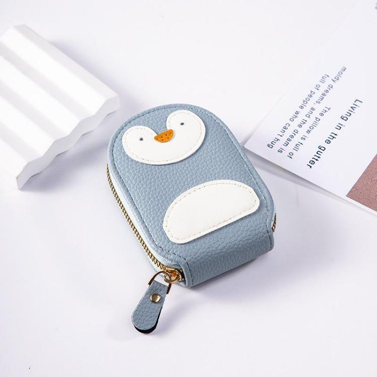 Cute Penguin Pu Leather Card Wallet Large Capacity Organizer with Multi Card Slots and ID Document Holder Women Card Bag