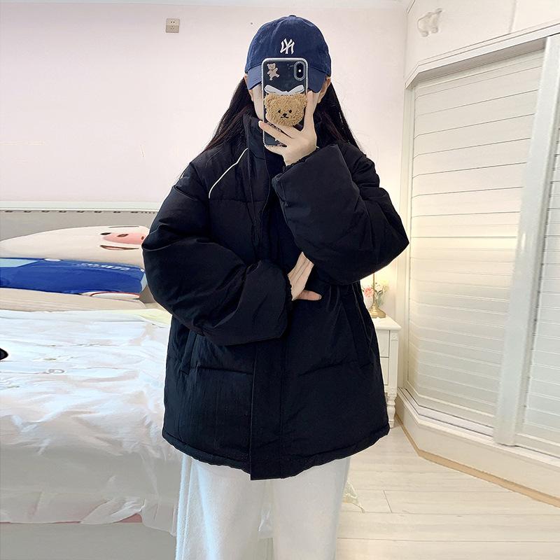 

Winter Solid Color New Down Cotton Jacket Short Style Women s Korean Style Ladies Cotton Jacket Puffer Coat S чёрный