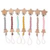 3Pcs Beech Wooden Star Pacifier Baby Pacifier Clip Nipple Holder Dummy Holder Pacifier Clip for Baby Nursing Toys Accessory