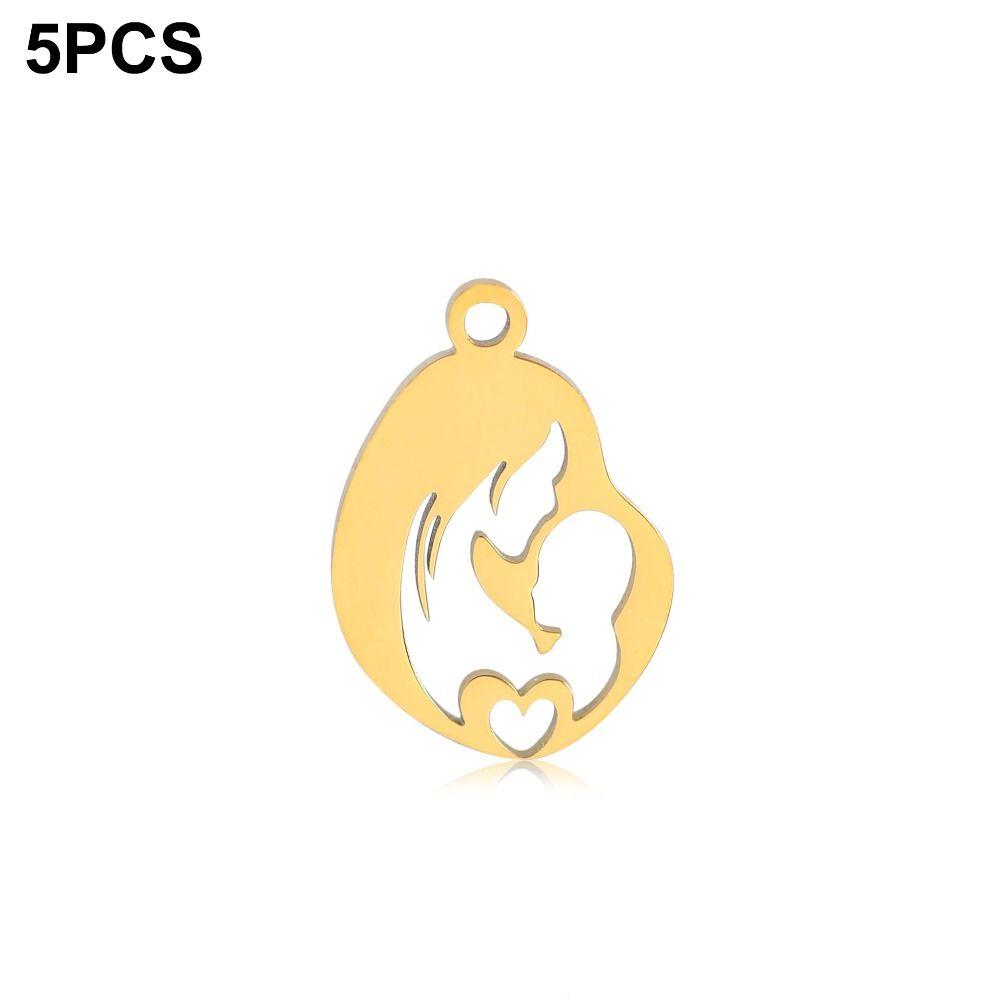 

5 шт. Підвіска Мама Діти Материнська Любов Подарунок на День Матері Ювелірна Прикраса Аксесуар Мамині Шарми Gold-no Ring