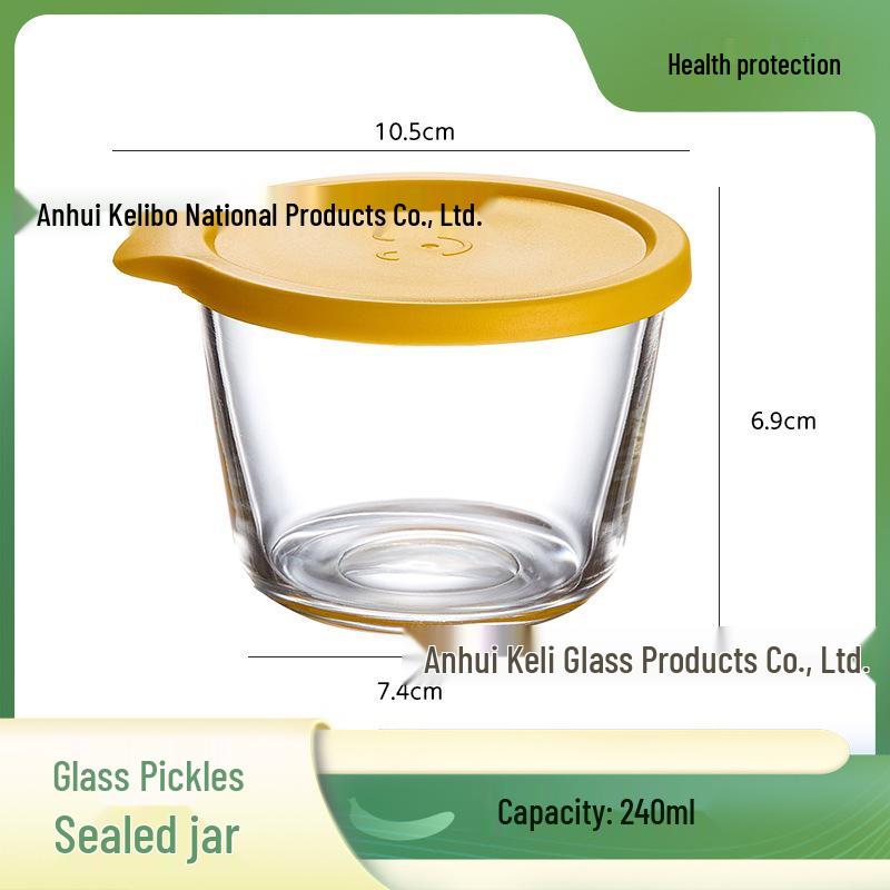 Food-Grade Transparent Glass Jar with Lid for Kimchi, Pickled Vegetables, Grains, Fruits, and Vegetables