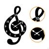 Music Wall Clock Decorative Silent Easy Installation Minimalist Cartoon Wood Hanging for Home