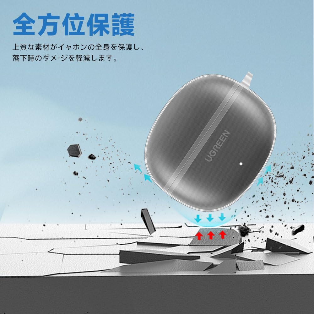 For UGREEN Bluetooth Earphones WS209 Case Transparent Lightweight TPU Material Compatible with Charging While Installed Equipped with a Hook To