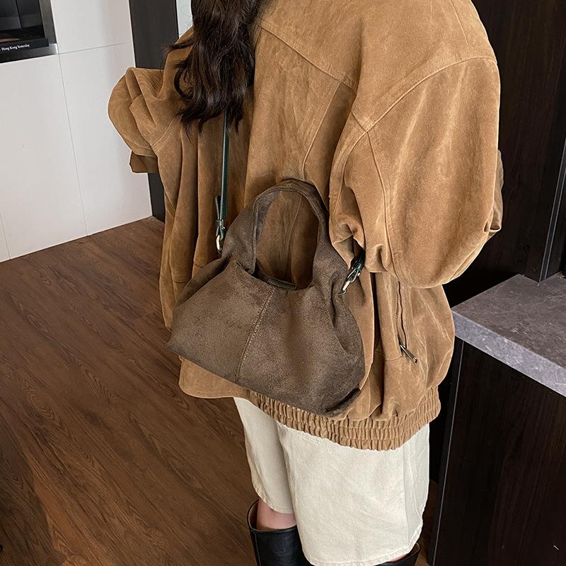 Vintage Faux Suede Women Handbag New Brand Trendy Lady Shoulder Bags Small Luxury Crossbody Bags Bolsas Casual Totes