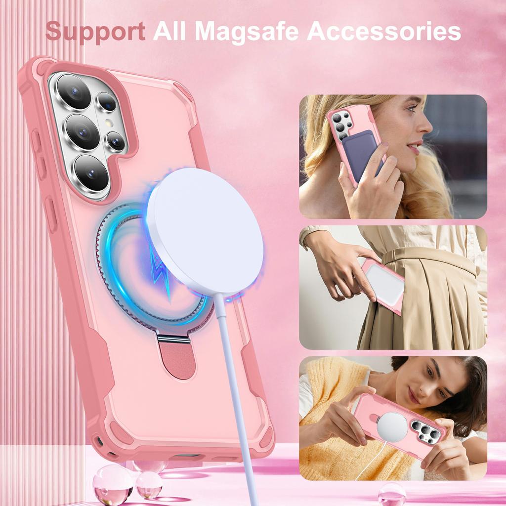 For Samsung Galaxy S26 Ultra Magnetic Case Kickstand TPU + PC Shockproof Phone Back Cover