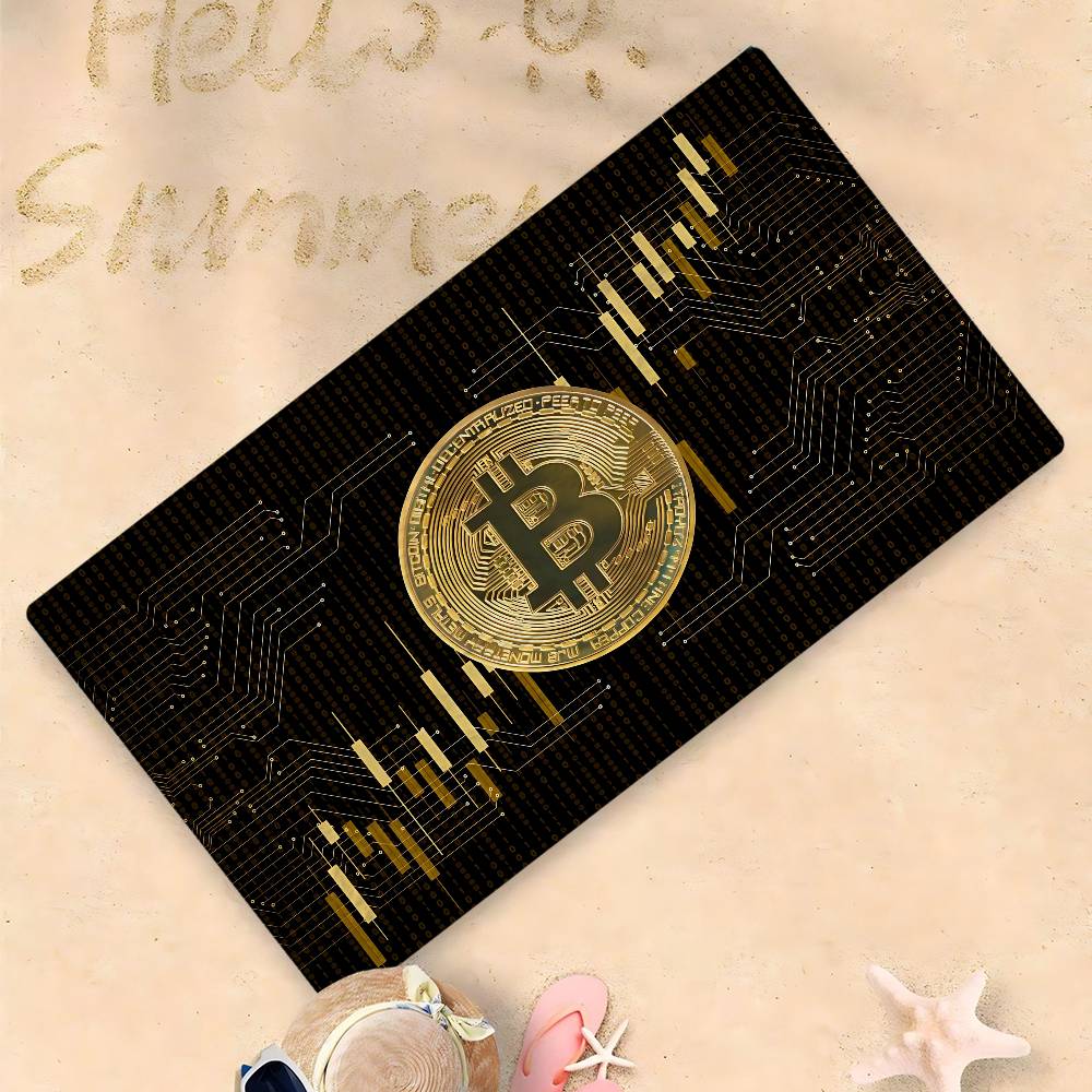 Trends Bitcoin Microfiber Printed Beach Towel Mountain Climbing Yoga Beach Swimming Running Absorbent Soft Towel