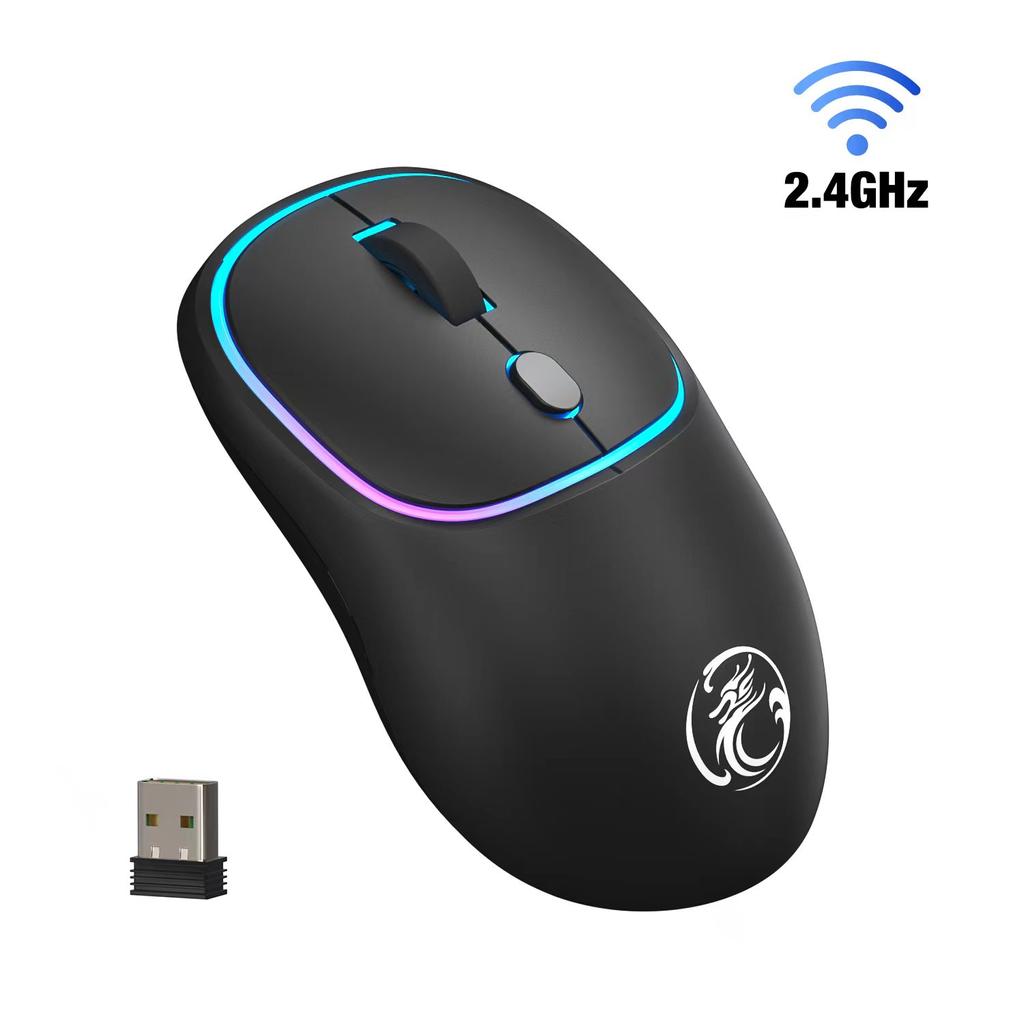 Rato sem fios 2.4G, Mouse Iluminado para Laptop Sem Fio