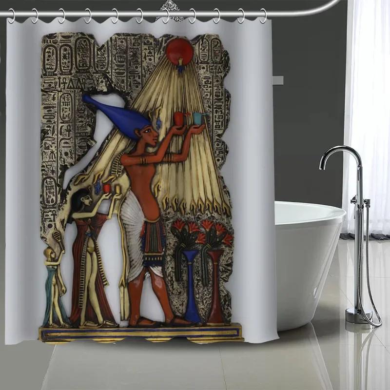 Ägyptischer Anubis Ägyptische Kultur Großer Duschvorhang, Wasserdichtes Polyestergewebe Mit 12 Haken, Heimdekoration