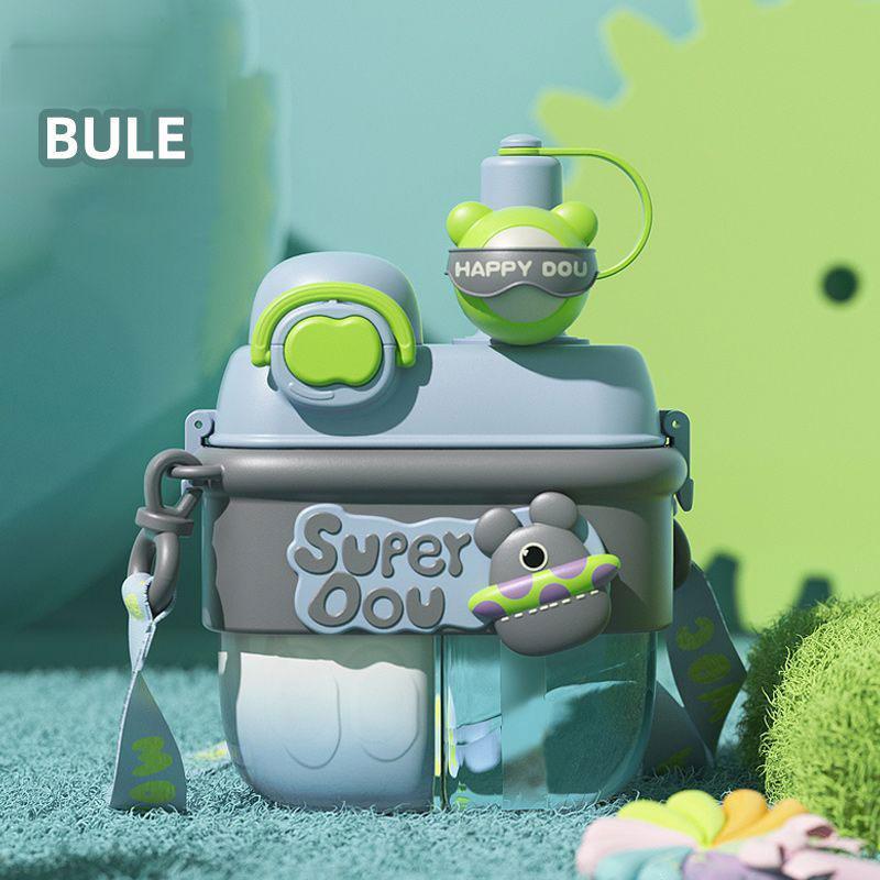 

Drinking Double Cup Large Capacity Water Sippy Bottle Travel Kettle Portable синій